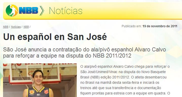 Así fue la llegada de Álvaro Calvo a Brasil en la web de la NBB 